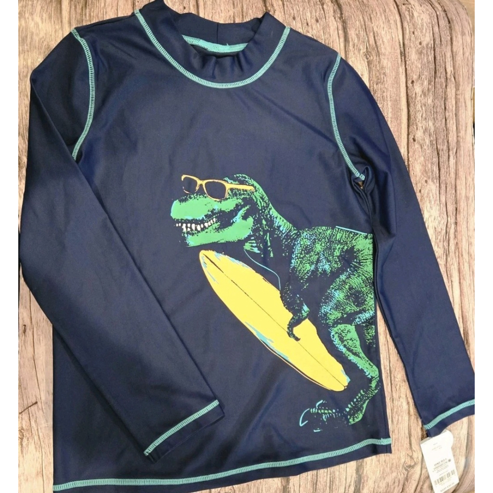 Carter's Long Sleeve Rash Guard Shirt Size 10 Dinosaur Design NWT (234)
